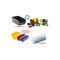 Economy Shelf Bin, nesting, 23-5/8W x 6-5/8D x 4H, (7) divider slots, rear hanglock, molded-in label holder, recycled polypropylene, black, Made in USA